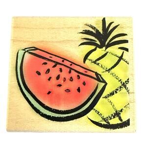Hero Arts Poetic Prints Watermelon & Pineapple E2726 2003 Rubber Stamp